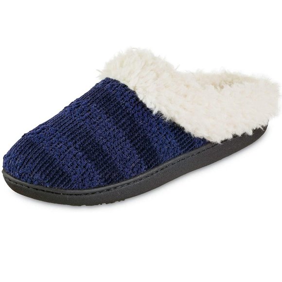 NEW isotoner Microsuede Chenille Hoodback Slipper
